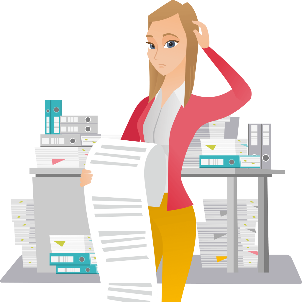 businesswoman holding a bill looking disappointed vector illustration(1)